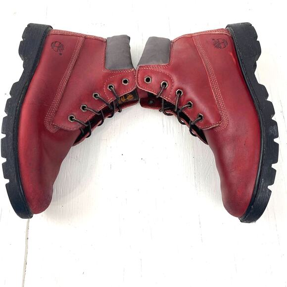 Timberland Lace Up Boots Red Hiking Waterproof Men\'s 6, Women\'s 8 main image 4